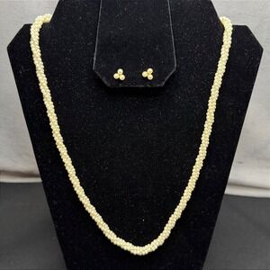 Faux Pearl Jewelry Set Womens OS Cream Twisted Rope Necklace Earrings